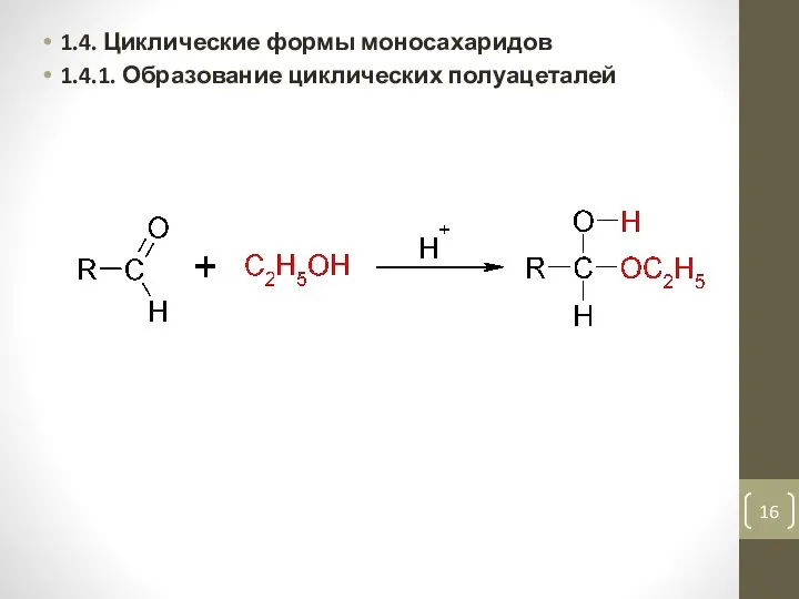 1.4. Циклические формы моносахаридов 1.4.1. Образование циклических полуацеталей