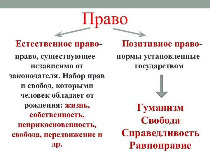 Право право, существующее независимо от законодателя. Набор прав и свобод, которыми