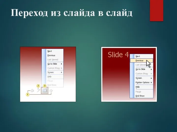 Переход из слайда в слайд