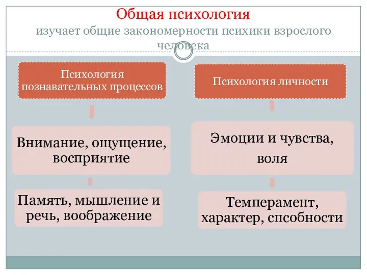 Общая психология изучает общие закономерности психики взрослого человека