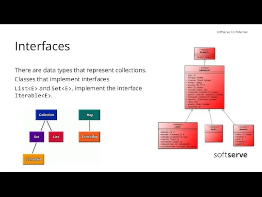 Interfaces There are data types that represent collections. Classes that implement