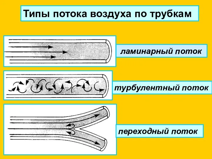 Типы потока воздуха по трубкам ламинарный поток турбулентный поток переходный поток