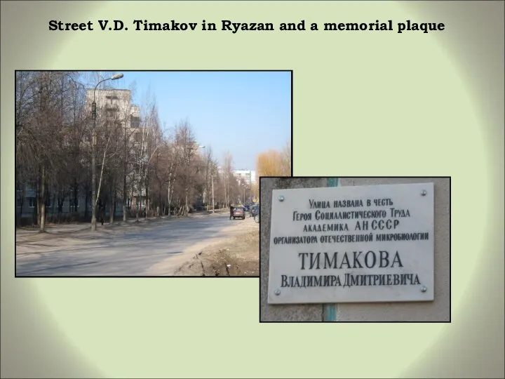 Street V.D. Timakov in Ryazan and a memorial plaque