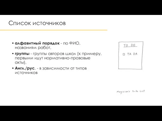 Список источников алфавитный порядок - по ФИО, названиям работ, группы -