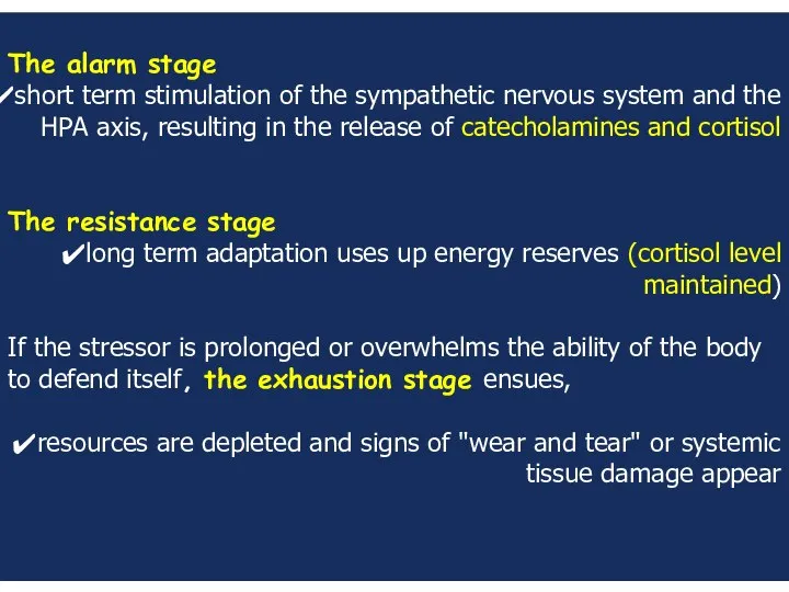 The alarm stage short term stimulation of the sympathetic nervous system