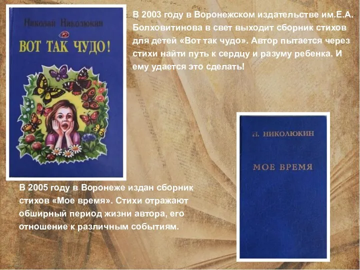 В 2003 году в Воронежском издательстве им.Е.А. Болховитинова в свет выходит