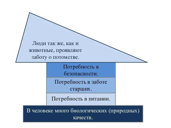 Потребность в питании. Потребность в заботе старших. Потребность в безопасности. Люди