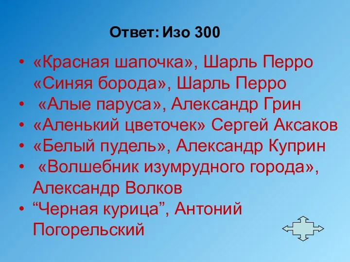 Ответ: Изо 300 «Красная шапочка», Шарль Перро «Синяя борода», Шарль Перро