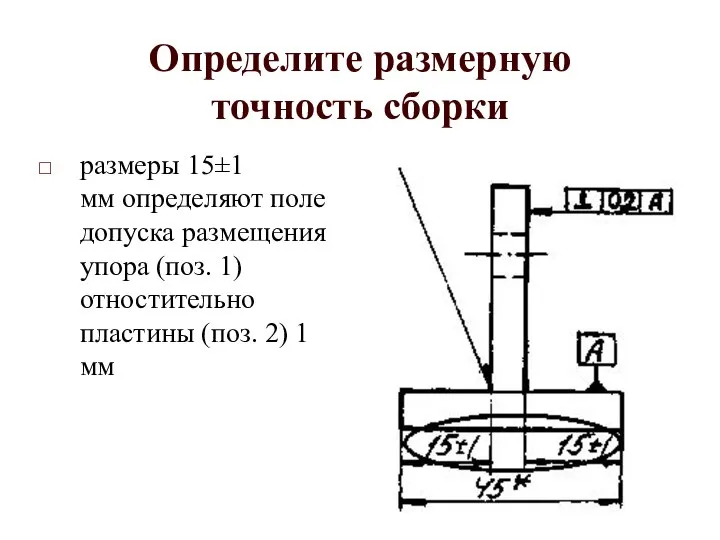 Определите размерную точность сборки размеры 15±1 мм определяют поле допуска размещения