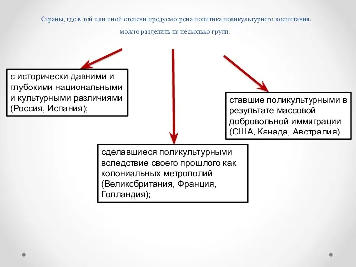 Страны, где в той или иной степени предусмотрена политика поликультурного воспитания,