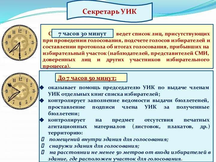 С ведет список лиц, присутствующих при проведении голосования, подсчете голосов избирателей