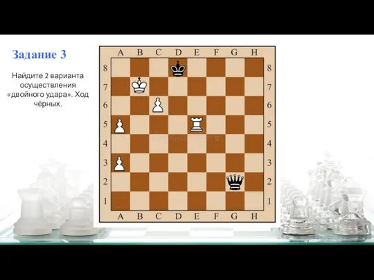 Задание 3 Найдите 2 варианта осуществления «двойного удара». Ход чёрных.