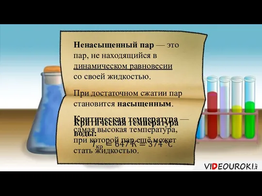 Ненасыщенный пар — это пар, не находящийся в динамическом равновесии со