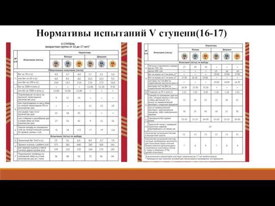 Нормативы испытаний V ступени(16-17)