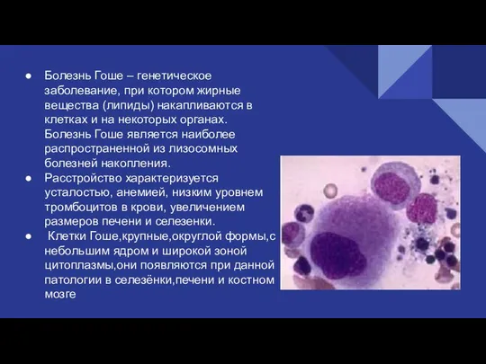 Болезнь Гоше – генетическое заболевание, при котором жирные вещества (липиды) накапливаются