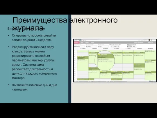 Преимущества электронного журнала Визиты — под контролем Оперативно просматривайте записи по