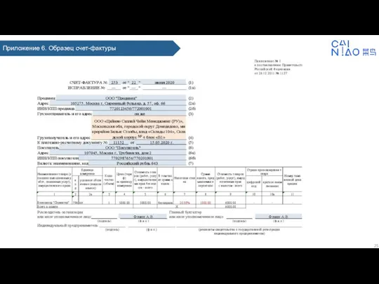 Приложение 6. Образец счет-фактуры