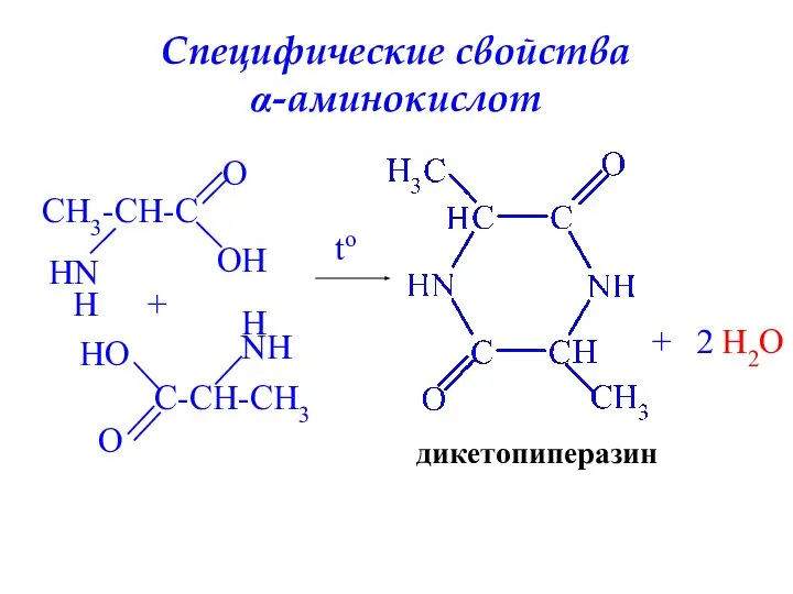 Специфические свойства α-аминокислот CH3-CH-C HN H O O H C-CH-CH3 O