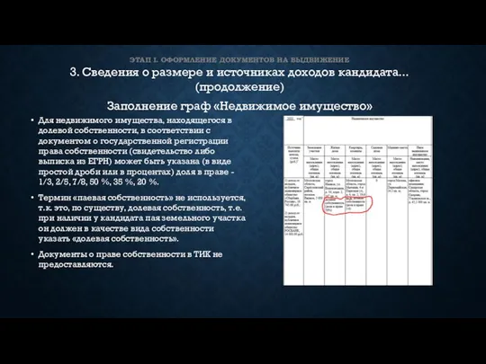 Для недвижимого имущества, находящегося в долевой собственности, в соответствии с документом