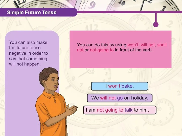 You can also make the future tense negative in order to