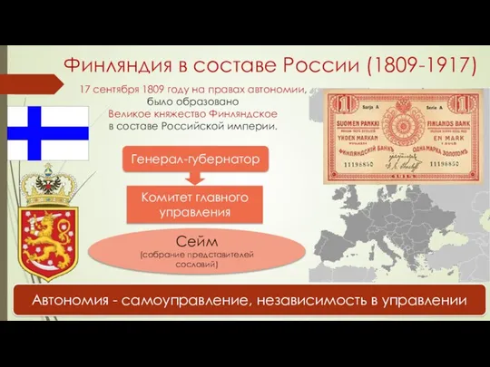 Финляндия в составе России (1809-1917) 17 сентября 1809 году на правах