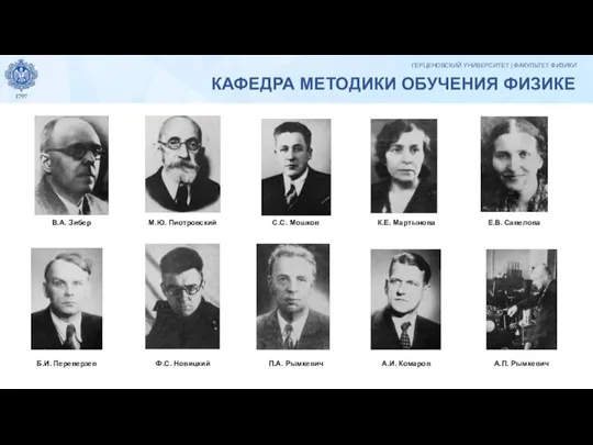 КАФЕДРА МЕТОДИКИ ОБУЧЕНИЯ ФИЗИКЕ М.Ю. Пиотровский В.А. Зибер С.С. Мошков К.Е.