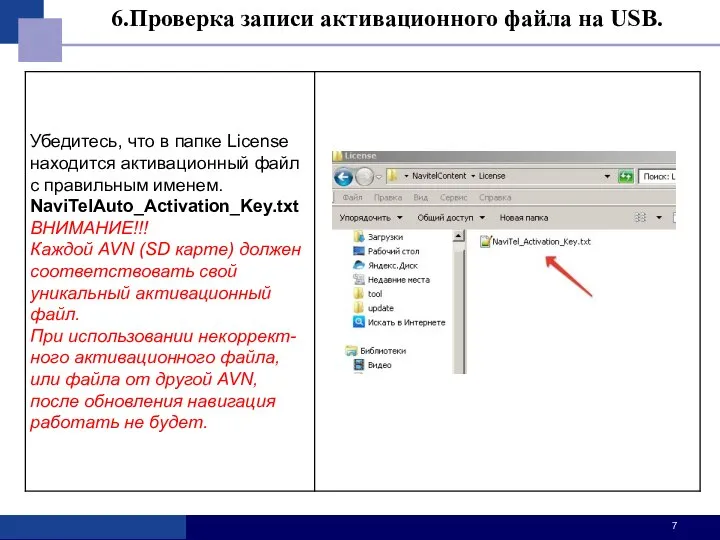 6.Проверка записи активационного файла на USB.