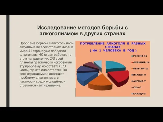 Исследование методов борьбы с алкоголизмом в других странах Проблема борьбы с