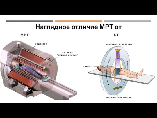 Наглядное отличие МРТ от КТ