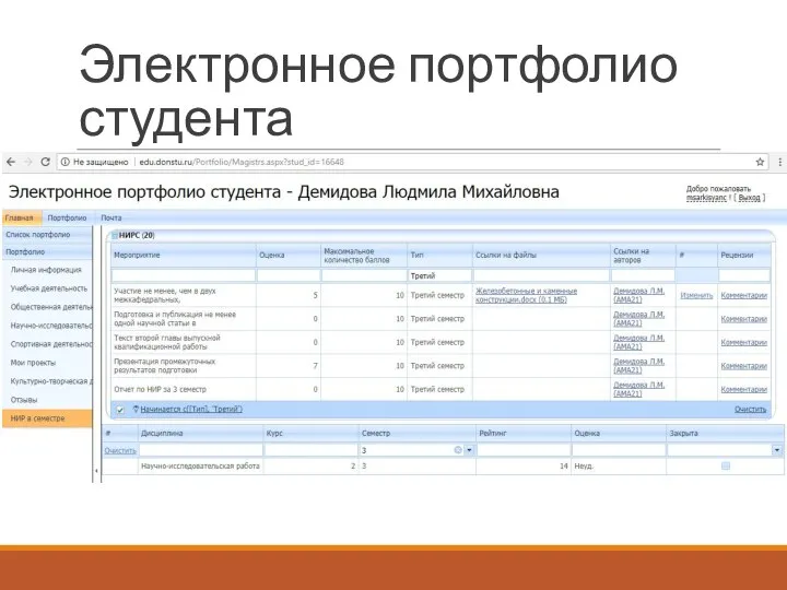 Электронное портфолио студента