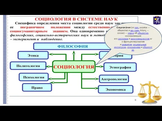 Социоло́гия (от лат. societas — общество и др.-греч. λόγος — слово)