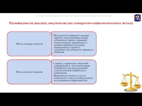 Разновидности анализа документов как конкретно-социологического метода УО «БЕЛОРУССКИЙ ТОРГОВО-ЭКОНОМИЧЕСКИЙ УНИВЕРСИТЕТ ПОТРЕБИТЕЛЬСКОЙ