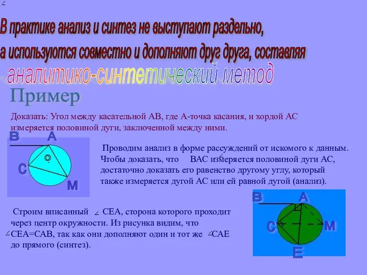 В практике анализ и синтез не выступают раздельно, а используются совместно