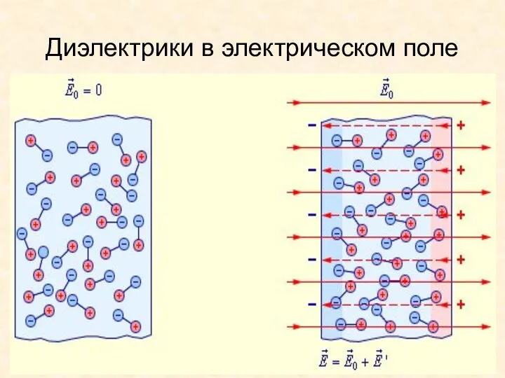 Диэлектрики в электрическом поле Ориентационный механизм поляризации полярного диэлектрика.