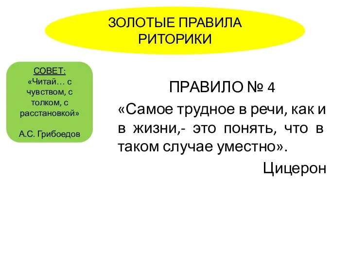 ПРАВИЛО № 4 «Самое трудное в речи, как и в жизни,-