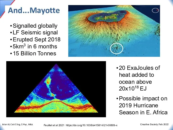 And...Mayotte Signalled globally LF Seismic signal Erupted Sept 2018 5km3 in