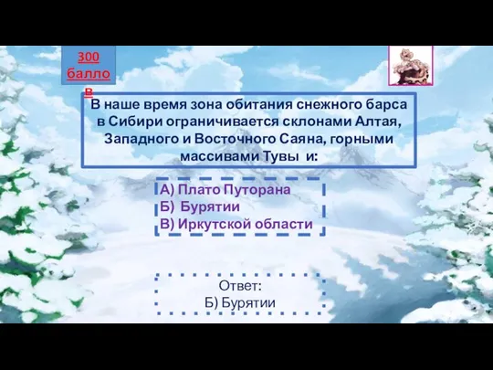 В наше время зона обитания снежного барса в Сибири ограничивается склонами