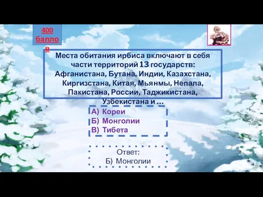 Места обитания ирбиса включают в себя части территорий 13 государств: Афганистана,