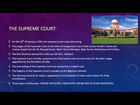 THE SUPREME COURT: On the 28th of January, 1950, the Supreme