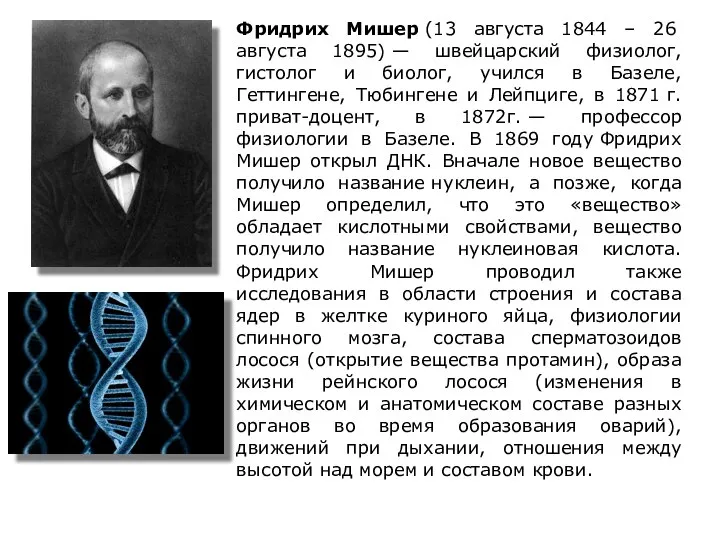 Фридрих Мишер (13 августа 1844 – 26 августа 1895) — швейцарский