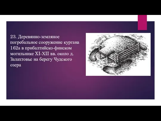 23. Деревянно-земляное погребальное сооружение кургана 162а в прибалтийско-финском могильнике XI-ХII вв.