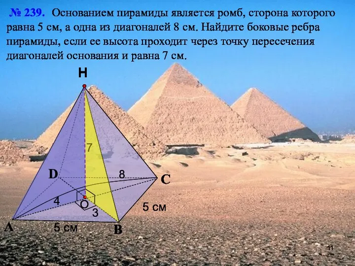 С А В Н № 239. Основанием пирамиды является ромб, сторона