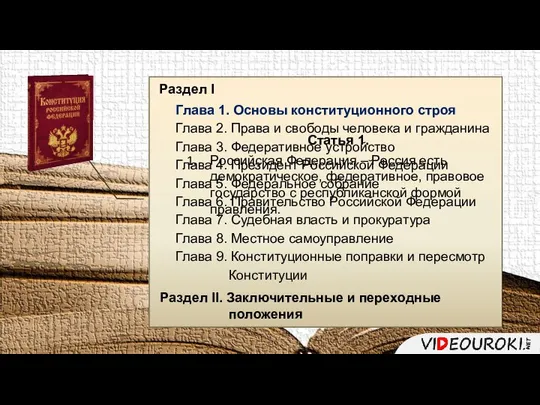 Раздел I Глава 1. Основы конституционного строя Глава 2. Права и