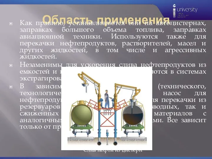 Область применения Как правило, устанавливаются они на автоцистернах, заправках большого объема