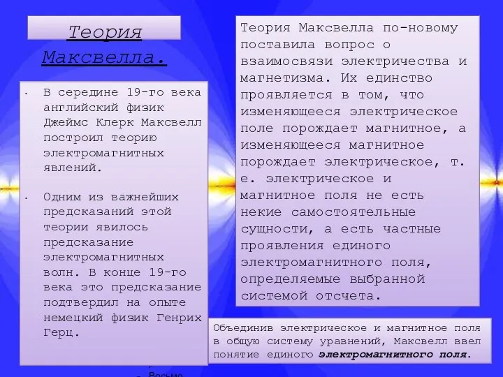 Теория Максвелла. Теория Максвелла по-новому поставила вопрос о взаимосвязи электричества и