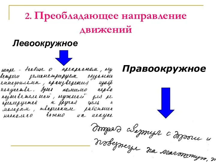 2. Преобладающее направление движений Левоокружное Правоокружное