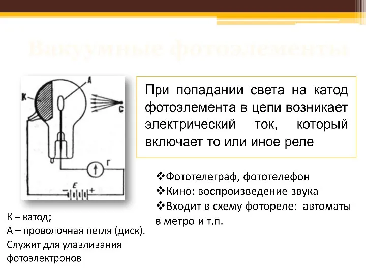 Вакуумные фотоэлементы