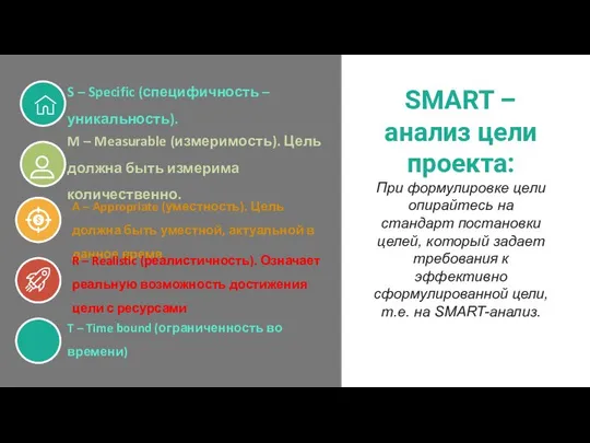 SMART – анализ цели проекта: При формулировке цели опирайтесь на стандарт