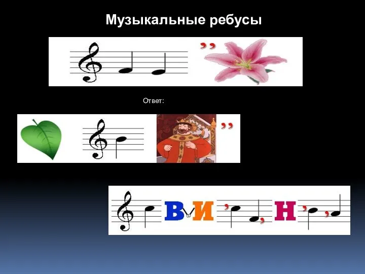 Музыкальные ребусы Ответ: