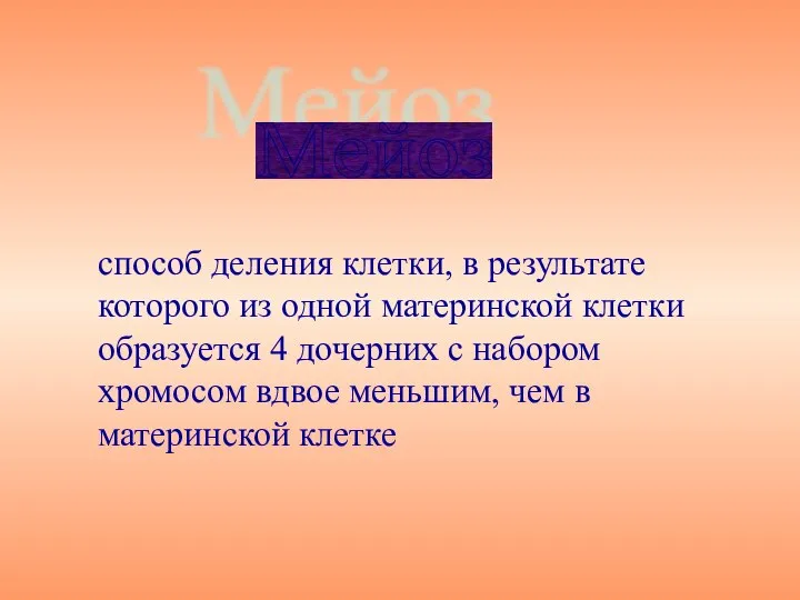 способ деления клетки, в результате которого из одной материнской клетки образуется